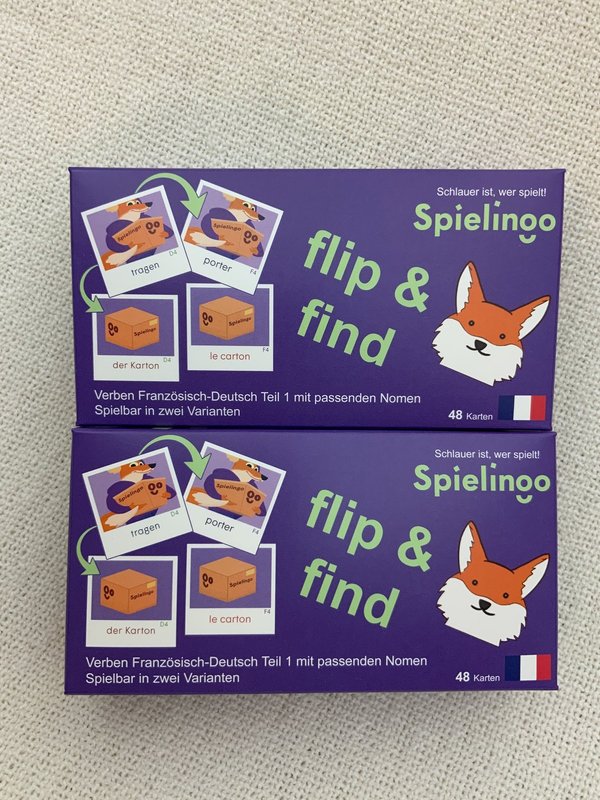 flip & find  - Verben Teil 1 im Paket 1x Englisch/Deutsch und 1x Französisch/Deutsch